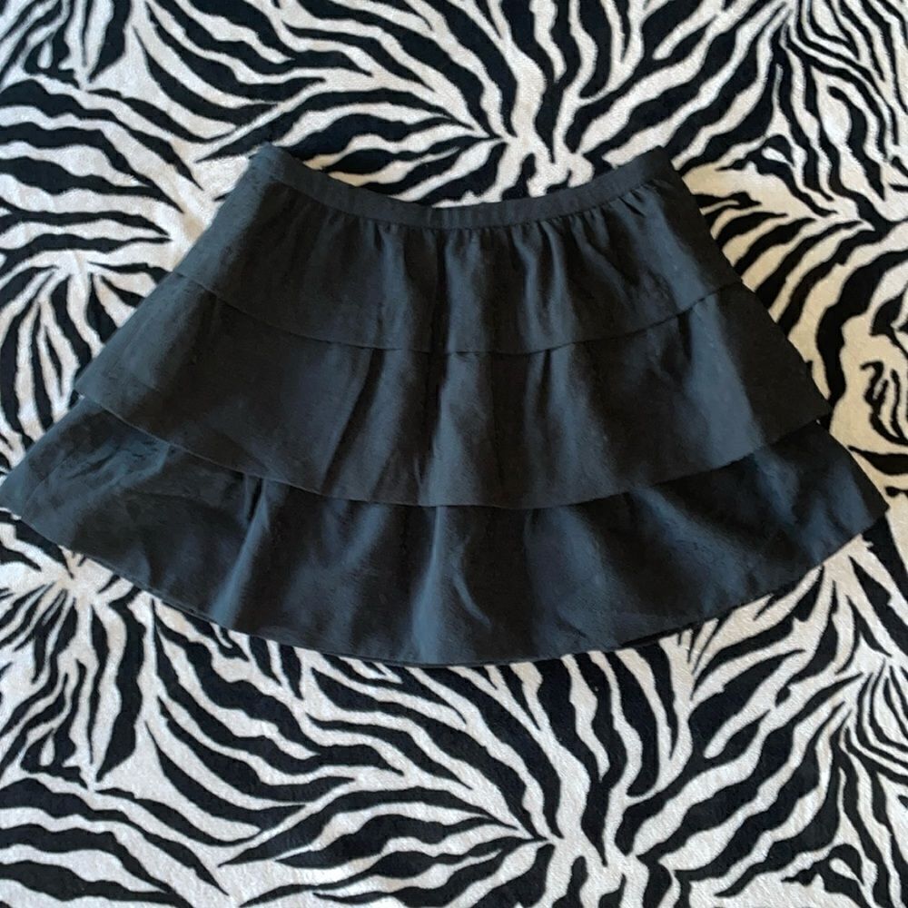 Zara basics ruffled layered black women’s black mini skirt size medium